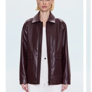 NWT PISTOLA VALERIE FAUX LEATHER BOMBER JACKET CABERNET WINE plum burgandy COAT